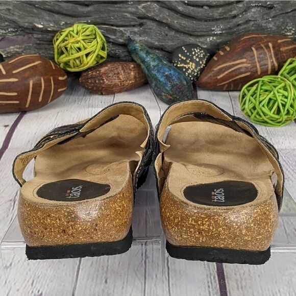 Taos Nameshout Leather Croc Slide Sandals Cushioned Footbed Comfort - Picture 5 of 11